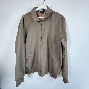 Vintage Sunderland Of Scotland Mens Herringbone Zip Up Bomber Jacket Large Brown